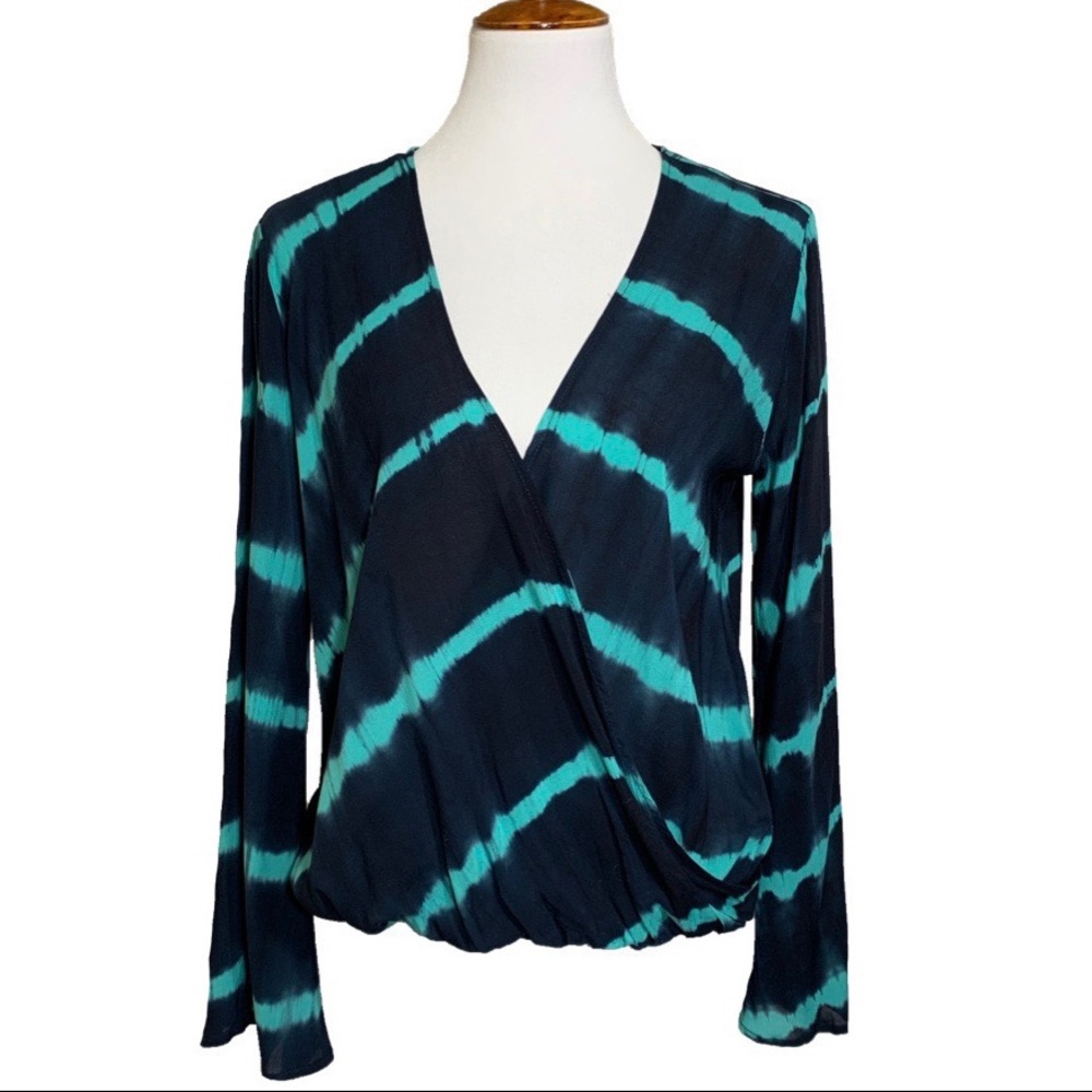 SOLD-NWT Stitch Fix Tie Dye Faux Wrap Blouse - Picture 1 of 7